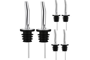 Pafusen 6 Stück Olivenöl Ausgießer, Ausgießers Schnaps, flaschenausgießer, Spirituosen-Ausgießer für Wein, Schnaps, Olivenöl, Kaffee, Sirup, Essig (Silber, Edelstahl)