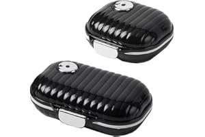 GLEEMEN Pudełko na tabletki, 7 dni, 2 sztuki, organizer na tabletki (duży mały), przenośne pudełko na tabletki, 7 przegródek, pudełko na lekarstwa, w podróży i do codziennego użytku (czarne)