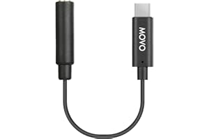 Movo UCMA-1 żeński adapter mikrofonowy 3,5 mm TRS kabel do złącza USB typu C - kompatybilny z Samsung Galaxy, Pixel, Moto, HTC, iPad Pro smartfonami i tabletami - adapter audio USB C na 3,5 mm