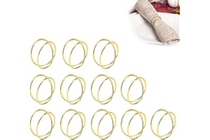 PARFCO Rond de Serviette de Table 12 Pièces Rond de Serviette Doré, Anneaux Serviette de Table, Ronds Serviettes à Double Cercle pour Fêtes, Anniversaires et Mariages