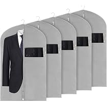 Kleidersäcke Für Herren - 5 Stück, 101,6 Cm, Mit Transparentem Fenster & Reißverschluss - Perfekt Für Anzüge, Mäntel & Kleiderschrank-Ordnung