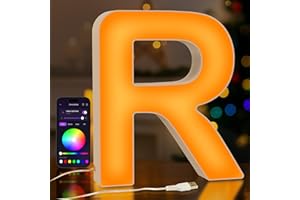 UooEA LED Light Up Letter R – USB Colour Changing Night Light with APP, Gift for Girls, Teens, Mum, Bedroom Decor, Wall/Table Display, Birthday & Christmas