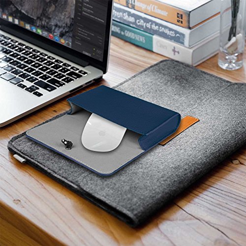 Fintie Schutzbeutel Tasche aus Kunstleder zum Verstauen elektronischen Zubehör Elektronische Organisator Tragetasche Reisetasche für MacBook Maus / Netzadapter / Kabel / SSD / HDD Enclosure / Powerbank, Marineblau - 6