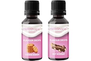 ‎HELLOSHAPE HelloShape Flavour Drops, Sugar-Free, Set of 2 x 30 ml, Cookie Dough & Nut Nougat, Calorie-Free Sweetening Drops with Dosing Aid, Vegan, for Natural Yogurt, Porridge or Quark
