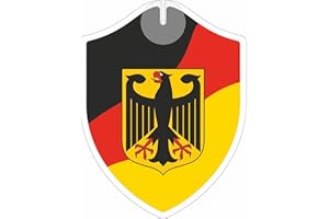 Flaggen EM 2024 - Deutschland mit Adler - Wimpel mit Saugnapf - Perfekt zum Aufhängen - Maße: 18,5 x 14,0 cm - Wappen - Fähnchen - Länder Flaggen