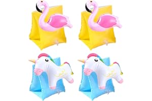 YSDYY 4 Stück Kinder-Schwimmarmbänder, Cartoon-Tierarmbänder, Flamingo-Aufblasbare Armbänder, Schwimmhilfe, Schwimmarmbänder für Kinder im Alter von 2–6 Jahren.