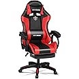 SKY-TOUCH Gaming Chair,Adjustable Height Ergonomic Computer Chair,Pu Leather High Back Gamer Chair with Padded Armrests | Headrest | Ergonomic Design Lumbar Support｜Swivel Wheels,Red 53 * 60 * 120cm