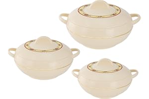 SQ Professional Ambiente 3 Piece Food Warmer Insulated Casserole Hot Pot 1200ml 1600ml 2500ml Set Cream