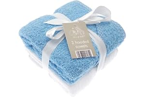 ELLI & RAFF 2 miękkie białe ręczniki kąpielowe z kapturem Elli i Raff, 100% bawełna, prezent dla dziecka (niebieski)