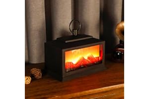 TRIROCKS Negro Flameless Chimenea Linterna Led Flame Log Efecto Rectángulo Chimenea Linterna de la Chimenea de Pilas de Fuego de la lámpara de la Llama para la decoración del hogar de Interior