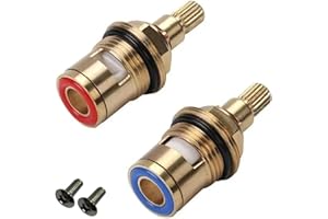 JDBlissful 2 Pièces Tête a Disques Céramique, Rotation Autour de 90 ° Ouverture, Matériau de Laiton, Cartouche Céramique 1/2 Tour, Cartouches Céramique Universelles, pour Douche, Cuisine, Jardin