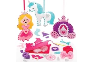 Baker Ross FE505 Kit da Cucito Decorazione di Principessa - Confezione da 4, Set da cucito per bambini, Attività creative per bambini, Progetto ideale di arti e mestieri