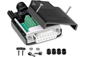 PENGLIN DB15 Solderless Female Connector RS232 D-SUB Serial Adapters, 16mm thinner 15 Pins Solderfree Breakout Board Connector with Case Accessories