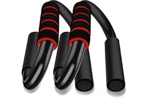 HCT STYLE Push Up Bar Flexiones Soporte Suelo Unisex, Forma S,2 Barras De Flexiones,Base Antideslizante de PVC,Mango Espumoso que Absorbe el Sudor,Fitness Paralelas Calistenia En Casa