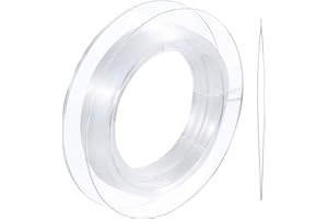 TATUO 200 m Clear Nylon Invisible Thread String for Hanging Christmas Ornaments, Bracelet Making, Sew Hobby, Clear Beading Thread with Bead Needle (0.25mm)