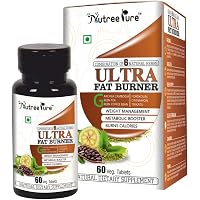 Nutree Pure Ultra Fat Burner Combination of 6 Natural Herbs Extracts- Garcinia, Green Coffee Beans, Green Tea, Forskolin, Cinnamon, Trikatu Extracts - 60 Tablets