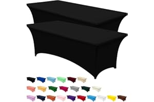 Utopia Kitchen Tovaglia Estensibile [8 Piedi, 244 cm] - Copritavolo in Spandex Lavabile e Resistente alle Rughe per Eventi e Feste (Confezione da 2, Nero)