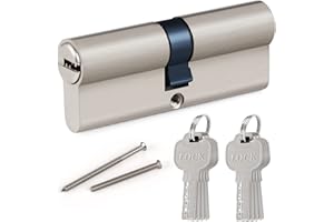 Hengsong Schließzylinder Profil-Zylinder Doppelzylinder 40/40 mit 8 Schlüsseln, Zylinderschloss,geeignet für alle Arten von Türen, aus Zinklegierung, Metallsilber-Knaufzylinder