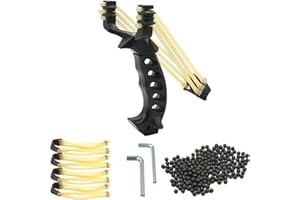 AUVIM Steinschleuder Set Hochgeschwindigkeits-Jagd Schleuder Katapult-Schleuder mit 200 Munitionsbällen und 4 Gummibändern für Kinder/Kinder/Erwachsene im Freien