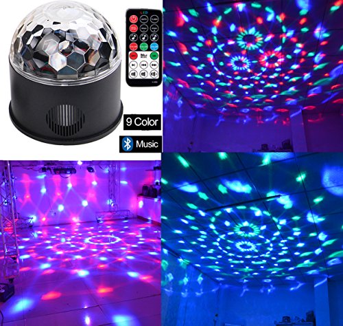 Bluetooth Speaker Party Lights 9 colors 9W Party Disco Ball Projector Stage Lights Strobe Club lights Effect Mini Lights Wireless Phone Connection Mirror Ball Rotating Lighting