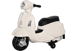 HOMCOM Vespa Licensed 6V Kids Electric Motorbike Ride On Motorcycle Battery Powered for 18-36 Months with Horn Light White