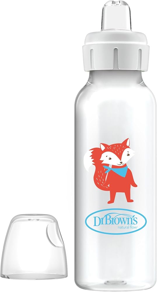 Dr. Brown's 8 oz/250 ml PP Dar Ağız + Sippy Biberon Bardak, Tilki, Tekli Paket