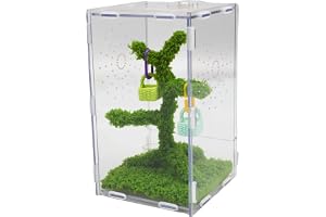 Jinymral Jumping Spider Enclosure with Jumping Spider Accessories – Acrylic Ventilation Terrarium Kit, Includes Feeding Tongs