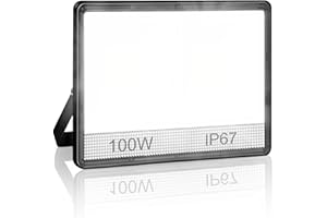 Foco LED Exterior 100W, TASINUO 2 en 1 IP67 Impermeable Proyector LED Exterior,10000LM 7000K Super Brillante Blanco Frío Luz de Seguridad, Potente Luces Led Exterior para Garaje Pasillo Jardín Porches