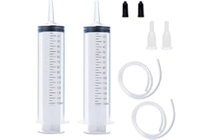 AGHOER Jeringa de plástico, paquete de 2 jeringas de 150 ml con manguera, para laboratorios científicos, fábricas y uso diario