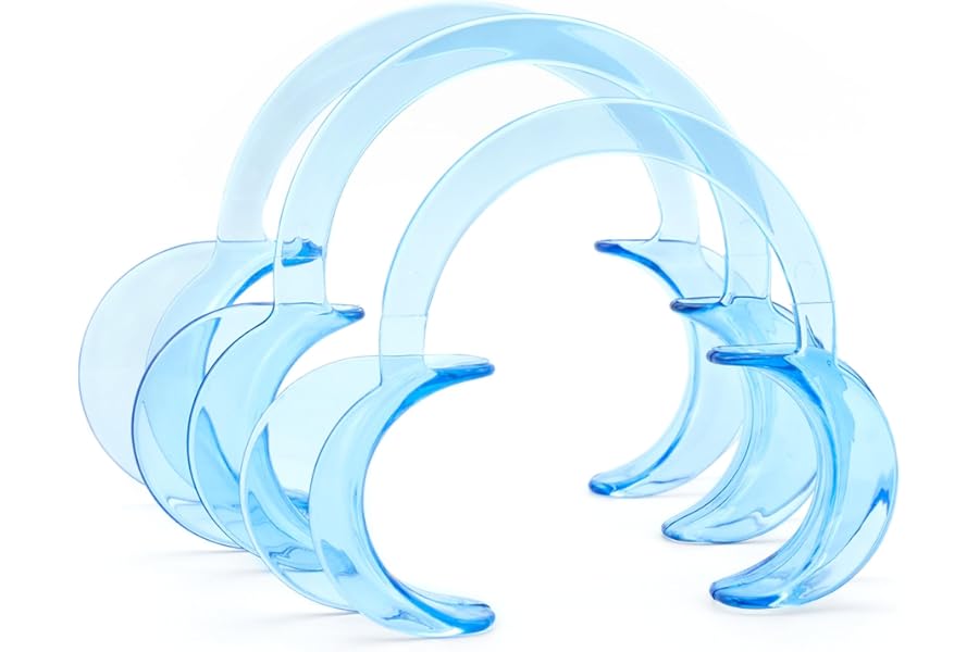 Desenda 3 PCS Dental Cheek Retractor Mouth Opener Size S M L C-Shaped Cheek Retractors for Teeth Whitening (Blue)