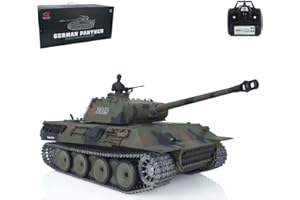 wheelfun Heng Long RC German Panther V 1/16 Scale 7.0 Metal RTR RC Tank 3819 Model Smoke Unit 340 Rotating Turret Infrared Combat BB Shooting Airsoft Tank