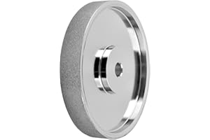 EQULUP Grinding Wheel 6/8inch, 1" Wide, 1/2" 5/8" Arbor Steel CBN Sharpening Wheel 180 Grit 326 Grit