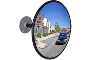 vidaXL Convex Traffic Mirror, Black Acrylic, 30 cm Diameter - Lightweight and Shatterproof Indoor Safety Mirror with Easy Adjustable Mounting Fixture for Warehouse, Garage, Hospital, Factory and C...