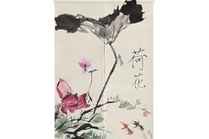 AILZNN Cortina de noren, Algodón Lino Puerta Japonesa Cortina Tinta y poesía Tapicería Tapicería Cocina Puerta Pantalla Separadores de Sala con Correas de Velcro,3-70×120cm(27×47”)