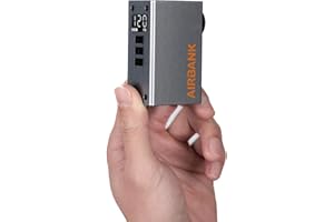 AIRBANK Mini Bike Pump with Pressure Gauge, Portable Electric Bike Pump 120 PSI Pocket 2 PRO Rechargeable Air Pump for Road Bike Mountain Bike Sports Balls for Schrader and Presta Valve