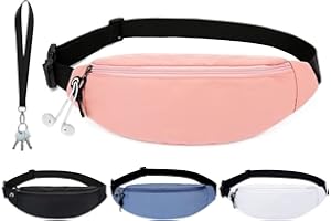 DORNNA® Sac Banane Homme et Femme, Sac de Grande Capacité Sac de Taille avec Sangles Réglables pour Voyage Randonnée Gym Jogging. Pendentif de Cou Gratuit. (Rose)