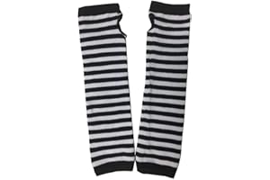 Black Sugar Coppia guanto singolo lungo in lana estensibile a righe Punk gotico Punk nero caldo polsino senza dita