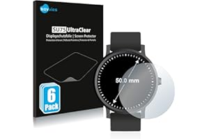 Savvies 6 Stück Schutzfolie für Armbanduhren (Kreisrund, ø: 50 mm) Displayschutz-Folie Ultra-Transparent