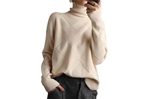 MAOAEAD Women's Loose Cashmere Turtleneck Sweater Cardigan Winter Warm Polo Neck Jumpers Soft Comfy Knitted High Neck Tops