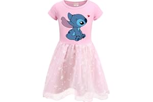 Xpialong Blue Cat Girls' Skirt Casual One-Piece Fluffy Kids Girls Summer Dresses