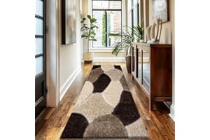 Trendy Realm Nia Lux CollectionRunner Rug - Hallway Carpet Runners, Non-Slip Floor Mats for Kitchen, Living Room, Corridor, Entryway, Door Entrances (Lux, Brown Cream, 80x150cm)