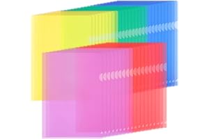 ZCZN 45 Pcs Chemises Plastique, Dossier Pochette A4 Pochette Document 5 Couleurs Vives Transparent Plastique Sous Chemise pour Ranger et Classer Papiers, Documents, etc - 31 * 22 cm