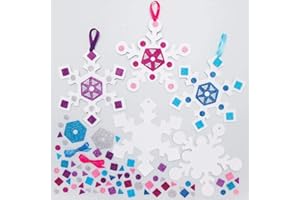 Baker Ross AX479 Schneeflocken Mix & Match Deko Anhänger Bastelset für Kinder - 8 Stück, Festliche Kreativsets und Bastelbedarf zum Basteln und Dekorieren zur Weihnachtszeit, Schneeflocken