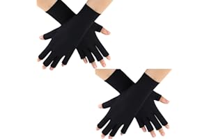 PROUSKY 2 Pairs Anti UV Fingerless Gloves for Women Gel Nails Manicures, Black Hand Protection Gel Manicures Nails Gloves, UV Shield Glove for Nail Design from UV Light Lamp Manicure Dryer