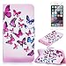 Produktbild iPhone 7 4.7" Hülle Handytasche, Sunroyal 3 in 1 Zubehör iPhone 7 4.7" Lightweight Slim PU Tasche Klapp Flip Folding Magnetisch PU Leder Flip Cover Tasche mit Kartensteckplatz Brieftasche Hinterschale Kartenschlitz, Flying Butterfly Schmetterling Muster Painted Series