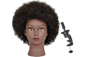 Lpitoy Afrikansk mannequin huvud med mänsklig kosmetologi Afro Mannequin Head för övning i flätning av styling