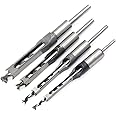 QISF 4Pcs Woodworking Square Hole Drill Bits,Mortise Chisel Hole Saw Drill Bit Set 1/4-1/2-5/16-3/8 inch