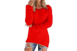 YCBMINGCAN Teddy Fleece Pullover Damen Grosse Grössen Fleecepullover Einfarbig Rundhals Sweatshirt Ohne Kapuze Langarm winterpullover Warm Oberteil Casual Sweatshirt Thermo Shirt Damen