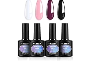 CLAVUZ Smalto Semipermanente per Unghie, 4 Colori Bianco Rosa Viola Gelso Nero, Smalti Gel gel Semipermanente Unghie Kit Soak-Off UV per Manicure Salon Nail Art DIY, 10ml