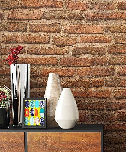 Wallpaper 3D Stone Nature Effect Orange red Grey Stone Non Woven Vinyl Living Room Bedroom Kitchens Designs Office inklusive Our Newroom Booklet